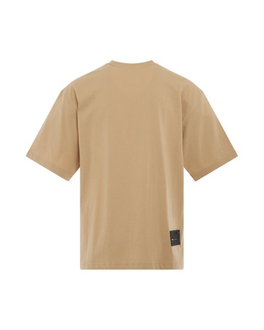 we11done Natural Stripe Big Logo T-Shirt, Round Neck, Short Sleeves, , 100% Cotton for men