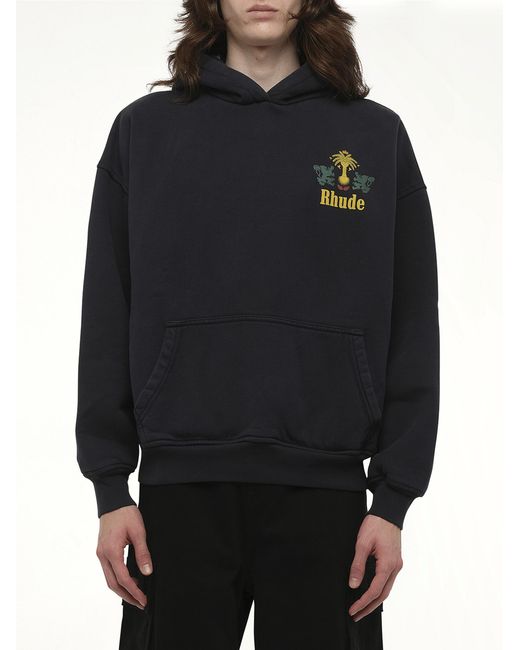 Rhude Black Tabaco Hoodie, 100% Cotton for men
