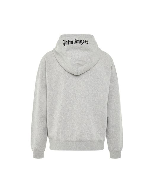 Palm Angels Gray Embroidered Logo Hoodie In Melange Grey for men