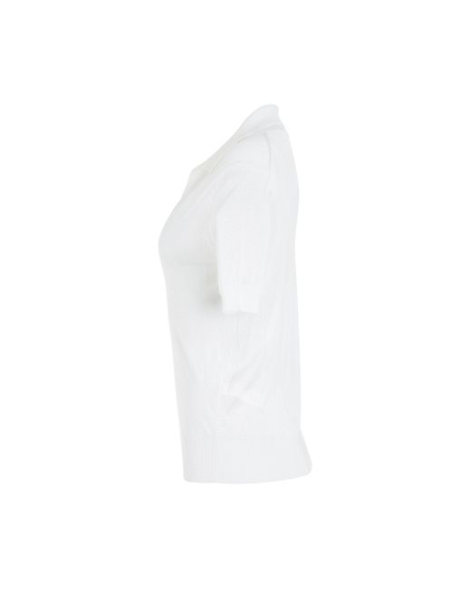 Khaite White Julita Top, Short Sleeves, , 100% Viscose
