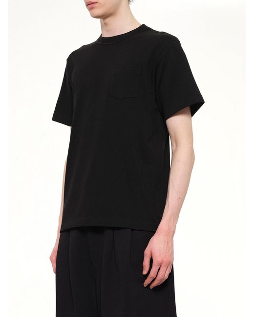 Sacai Black Side Zip Cotton T-Shirt for men