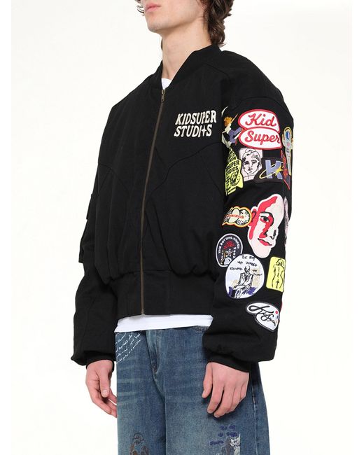 Kidsuper Black Patches Bomber Jacket for men