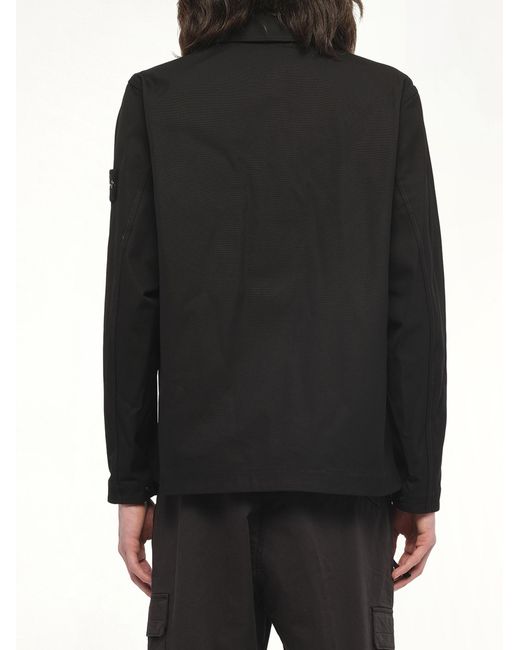 Stone Island Black 120001 Overshirt, 100% Cotton, Size: Small for men