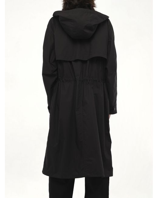 Lemaire Black Light Hooded Trench, 100% Cotton, Size: Small for men