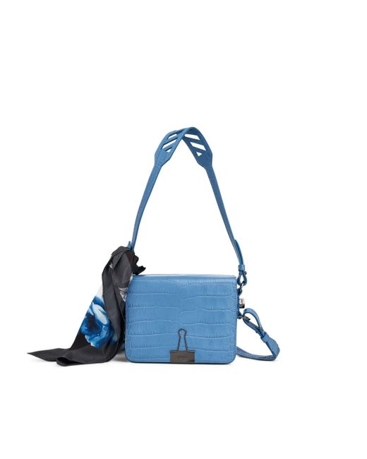 Off-White c/o Virgil Abloh Blue Off- 'Cocco Flap Bag, , 100% Leather, Size: Small