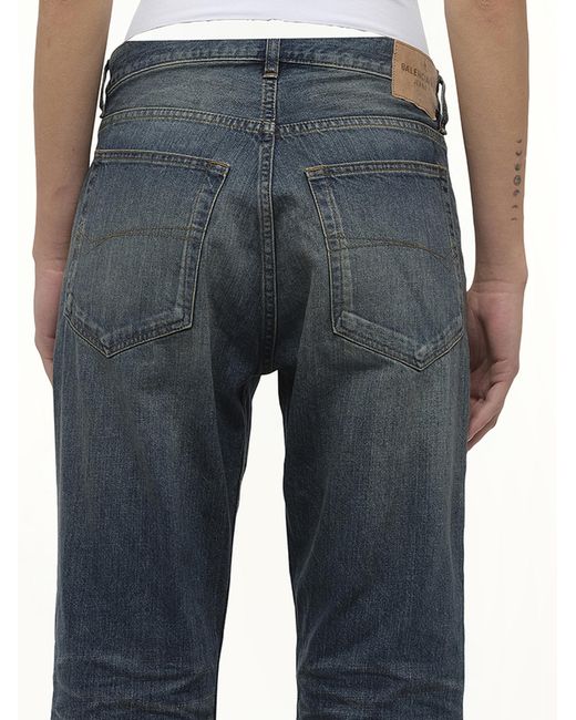 Balenciaga Blue Straight Fit Denim Pants, 100% Cotton, Size: Small