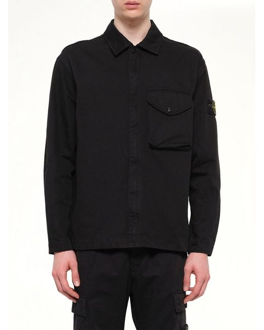 Stone Island Black 1200001 Dense Cotton Twill Shirt for men