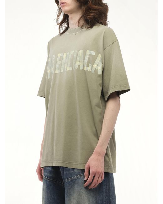 Balenciaga Green Tape Type Medium Fit T-Shirt, Short Sleeves, 100% Cotton, Size: Small for men