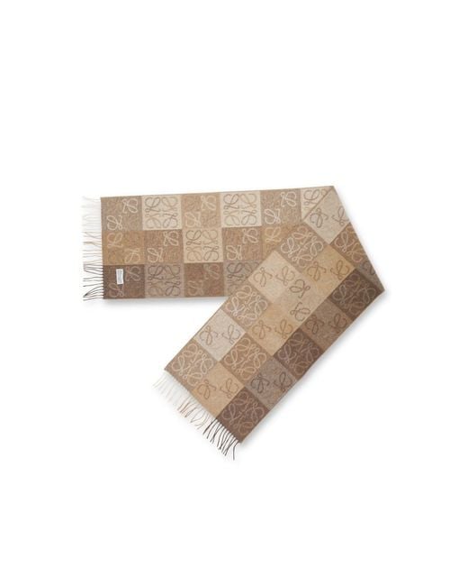 Loewe White Anagram Wool Scarf