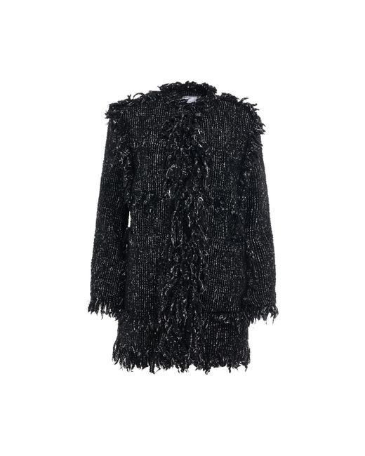 Sacai Black Tweed Oversized Jacket, Long Sleeves, , 100% Cupro