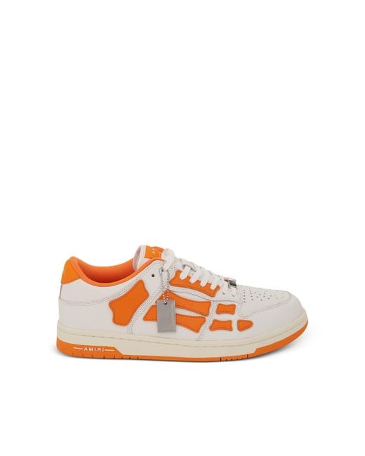 Amiri Leather Skeleton Low Top Sneaker In White/orange for Men | Lyst