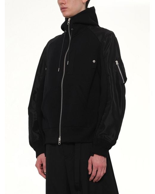 Sacai Black Sponge Sweat Hoodie for men