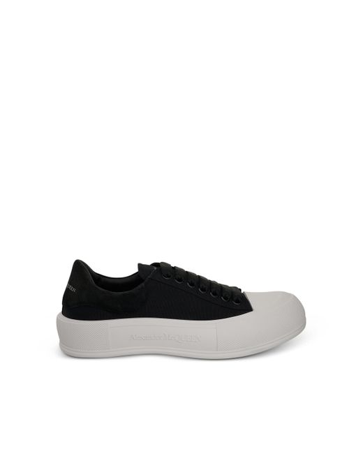 Alexander McQueen Black Deck Lace Up Canvas Sole Plimsoll Sneakers, /, 100% Fabric for men