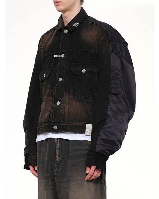 Maison Mihara Yasuhiro Black Combined Denim Ma-1 Blouson for men