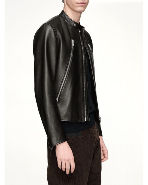 Maison Margiela Black 5-Zip Leather Jacket for men