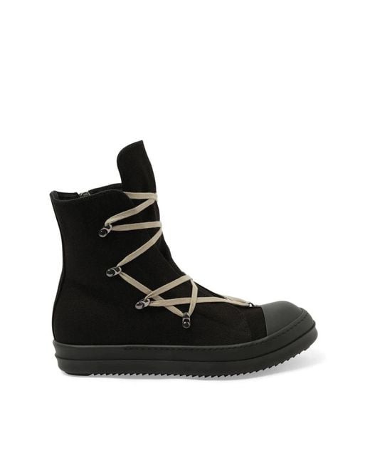 Rick Owens Black Hexa High Sneaks Sneakers, 100% Cotton for men