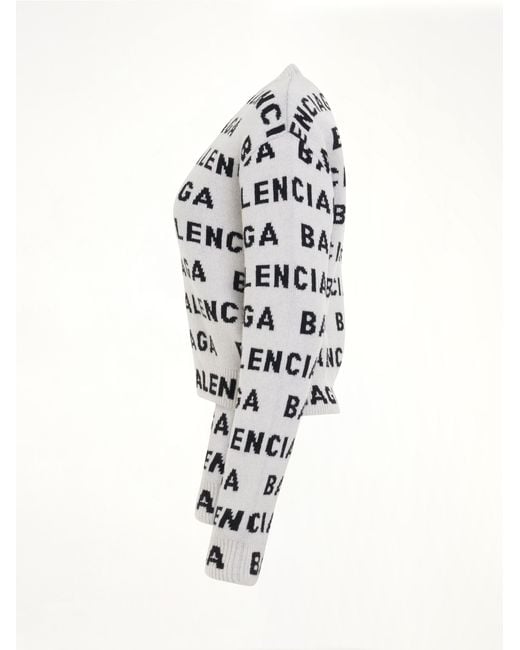 Balenciaga Black Allover Logo Horizontal Cropped Sweater