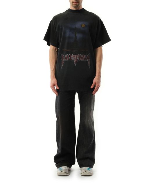 Balenciaga Black Double Front T-Shirt, Short Sleeves, 100% Cotton for men