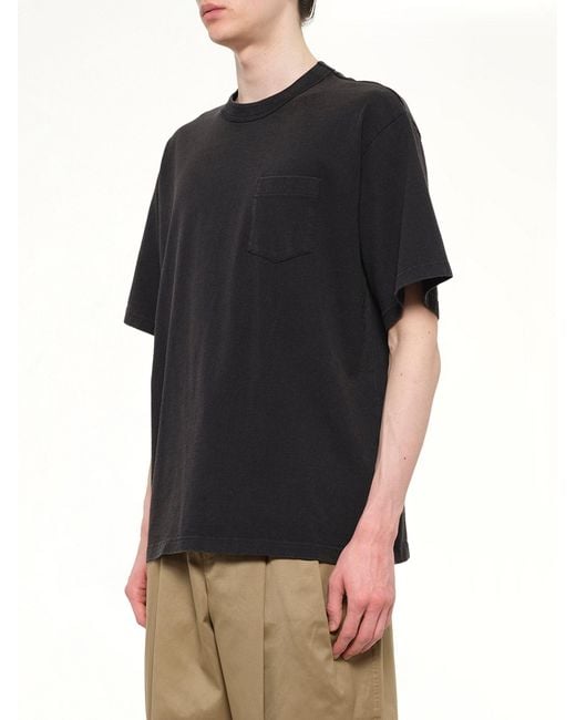 Sacai Black Cotton Jersey T-Shirt for men