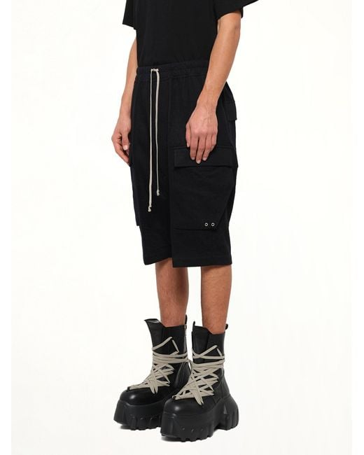 Rick Owens Black Warm Flannel Cargo Pods for men