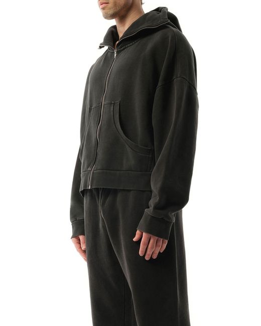 Entire studios Black Full Zip Hoodie, Long Sleeves, 100% Cotton, Size: Small for men
