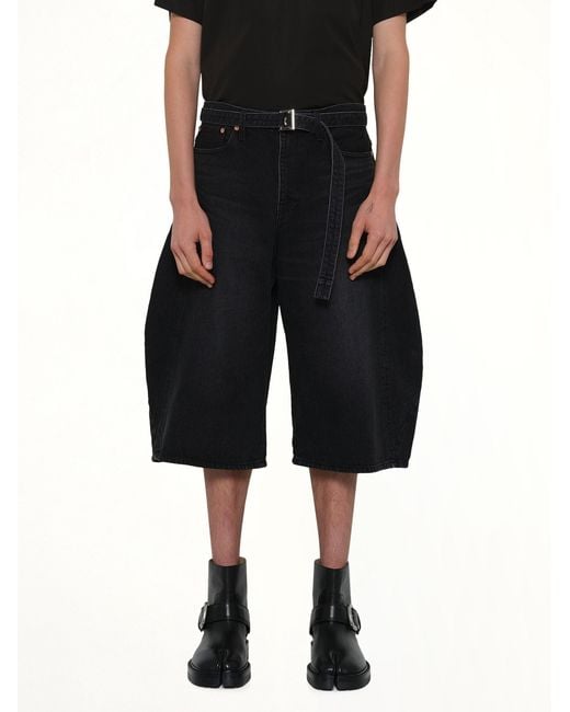 Sacai Black Denim Bermuda for men