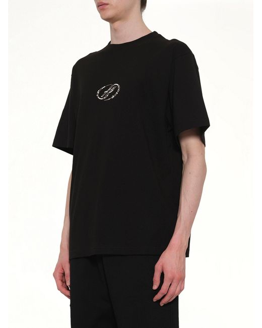 we11done Black Rhinestone T-Shirt for men