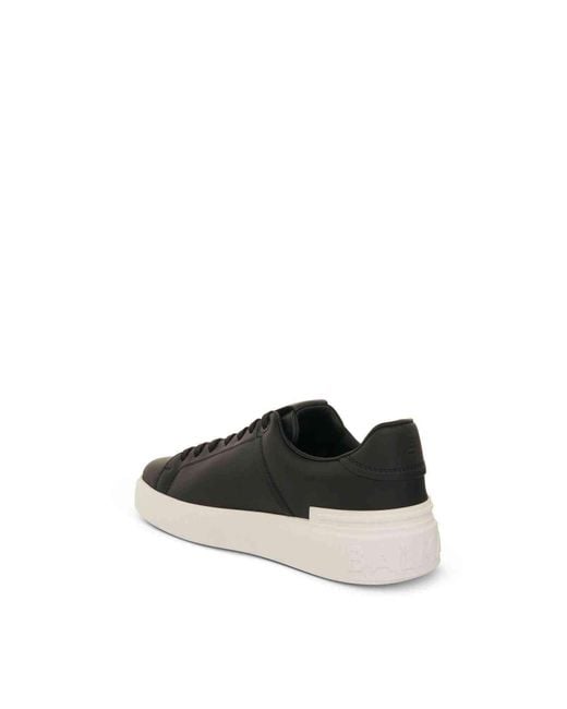 Balmain Black B-Court Calfskin Sneakers, 100% Calf Leather for men
