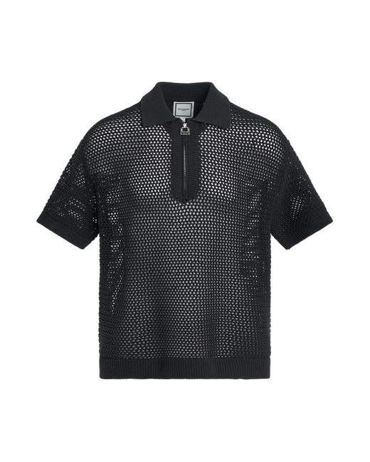 Wooyoungmi Black Quarter Zip Knitted Shirt, , 100% Cotton for men