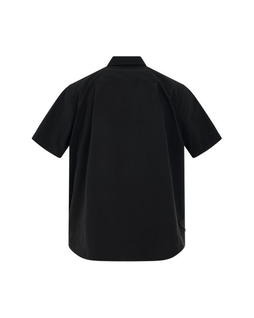 Sacai Black Matte Taffeta Shirt, Short Sleeves, , 100% Polyester for men
