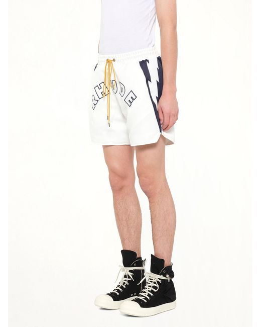 Rhude White Logo Lightning Shorts for men