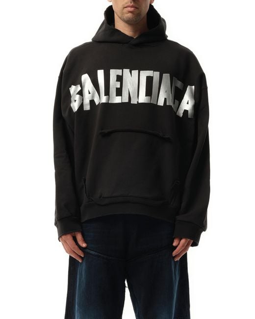 Balenciaga Tape Type Ripped Pocket Hoodie, 100% Cotton, Size