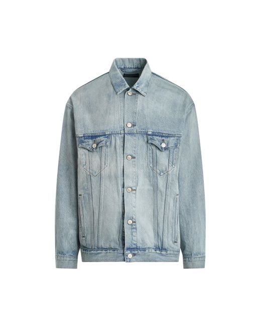 Balenciaga Blue 'Oversized Denim Jacket, Long Sleeves, Dirty, 100% Cotton, Size: Small for men