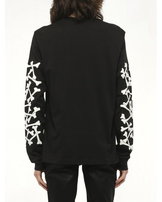 Amiri Black Bones Stacked L/T-Shirt, 100% Cotton, Size: Small for men