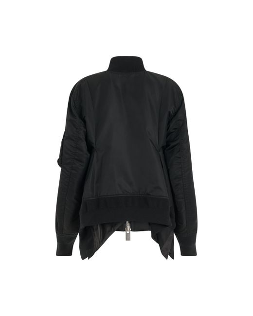 Sacai Black Nylon Twill Ma-Jacket, Long Sleeves, , 100% Nylon