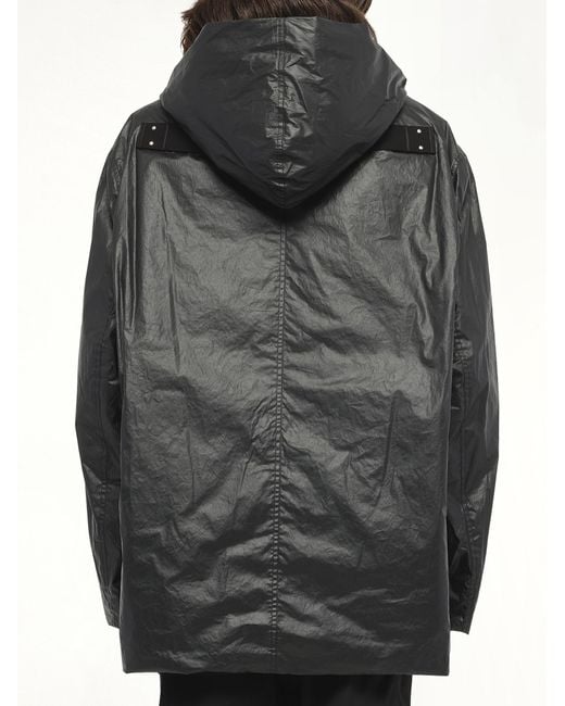 Rick Owens Gray Cropped Mac, 100% Polyester for men