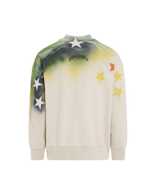 Palm Angels Sprayed Stars Vintage Crewneck Sweatshirt In White/multicolour  in Green for Men | Lyst UK