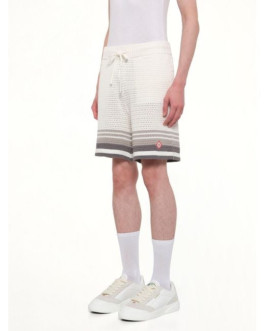 Casablanca White Crochet Shorts for men