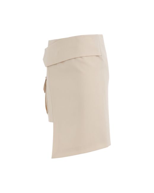 Off-White c/o Virgil Abloh Natural Off- Toybox Dry Wool Pocket Skirt, , 100% Wool