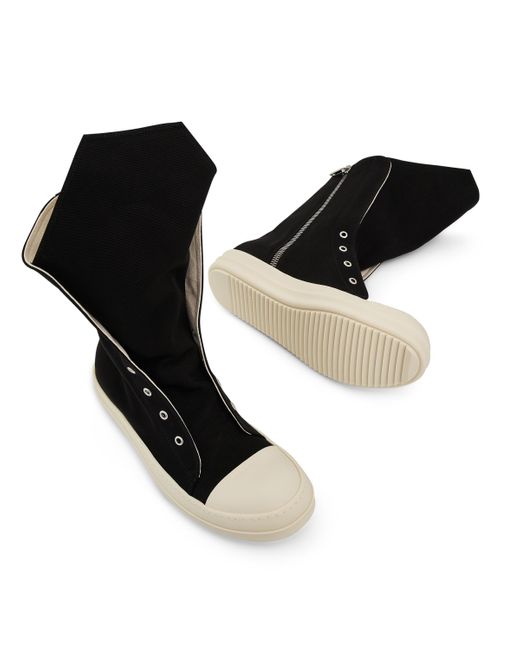 Rick Owens Black Boot Sneakers, /Milk, 100% Cotton for men