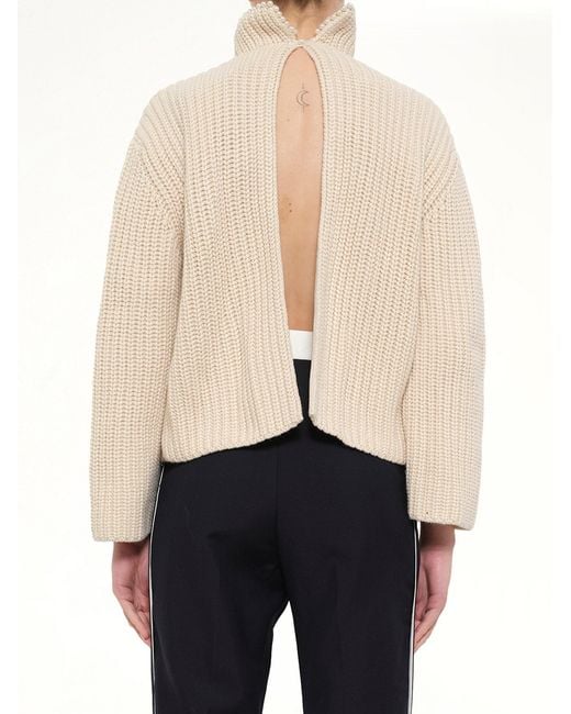 Loewe White Crop Pearls Sweater
