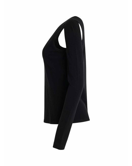 Helmut Lang Black Cut Out Sweater, Round Neck, Long Sleeves, 100% Cotton, Size: Medium