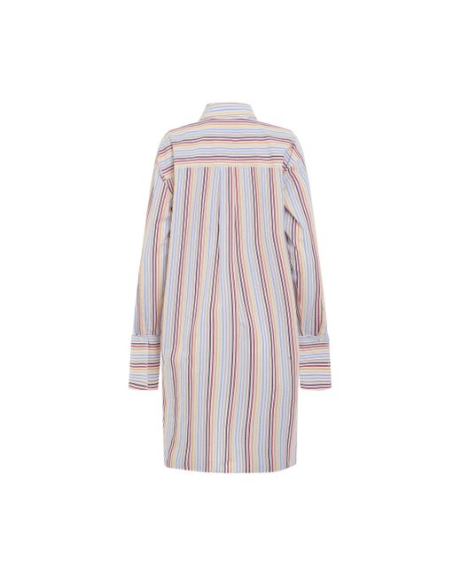 Loewe Multicolor Stripe Deconstructed Silk Shirt Dress, /Bue/, 100% Cotton