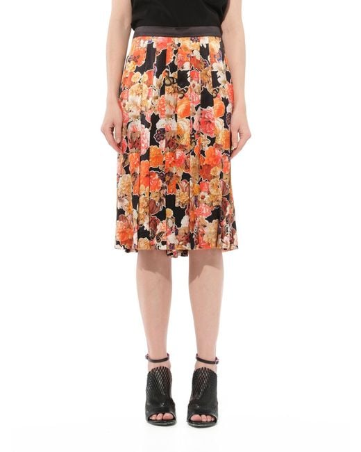 Givenchy Orange Flower Print Skirts