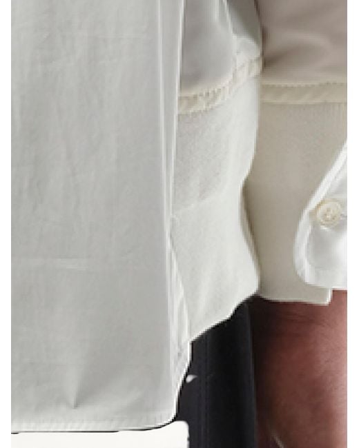 Sacai White Cotton Poplin Nylon Shirt, 100% Cotton for men