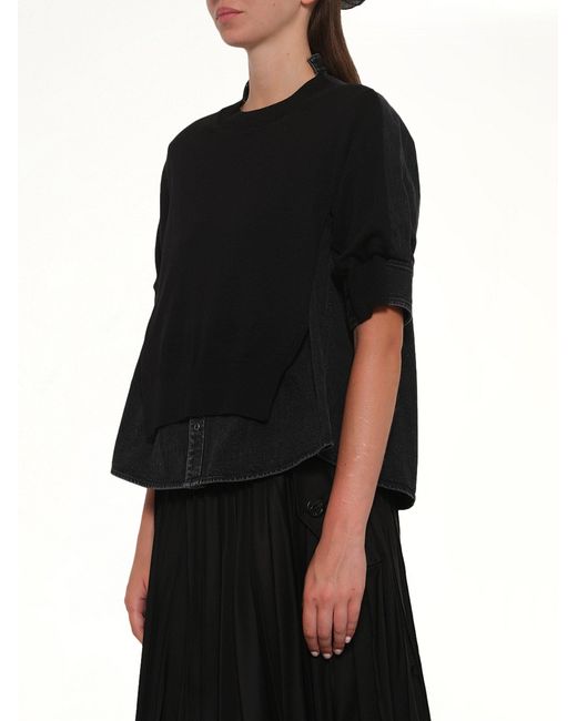 Sacai Black Denim X Knit Pullover