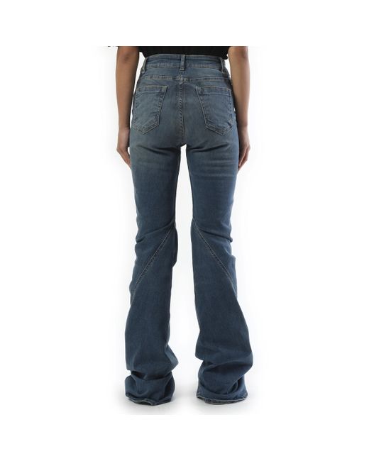 Rick Owens Blue Bias Bootcut Jeans, 100% Cotton
