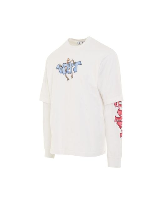 Off-White c/o Virgil Abloh White T-shirt With Graffiti Logo Womens in Blue