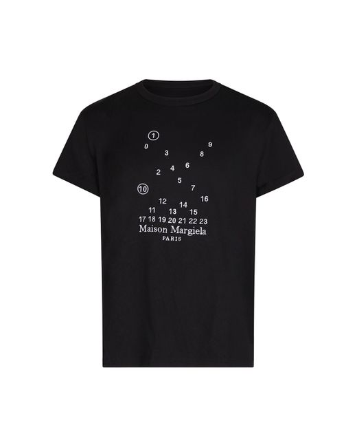 Maison Margiela Black Numeric Logo T-Shirt, Short Sleeves, , 100% Cotton, Size: Large for men