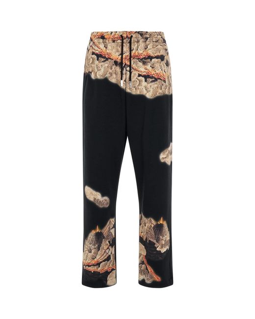 Wooyoungmi Black Volcano Print Sweatpants for men